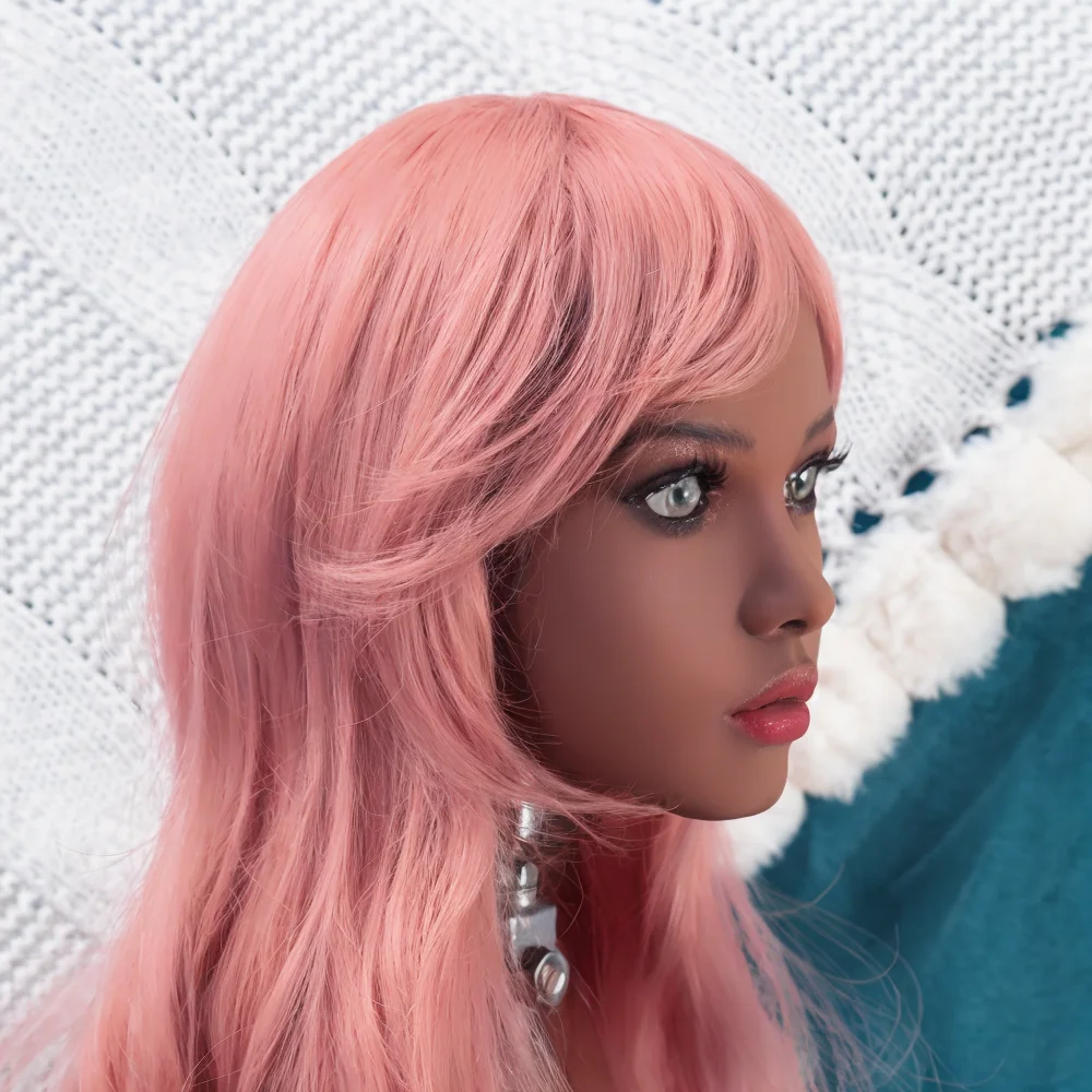 TPE 헤드 M16 나사형 인터페이스, 오픈형 가발 눈동자 입술 메이크업 연습, 헤어스타일 디자인(랜덤 가발)