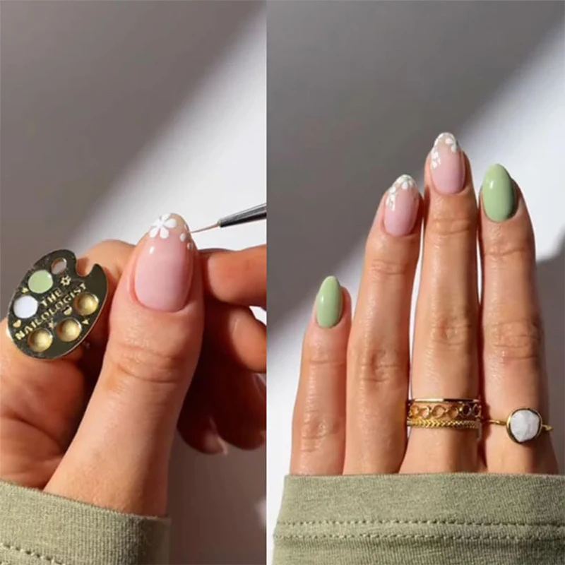 2/5 pezzi tavolozza per manicure con punta delle dita anello tavolozza per unghie con punta delle dita anello tavolozza di smalto per unghie in resina indossabile per nail art