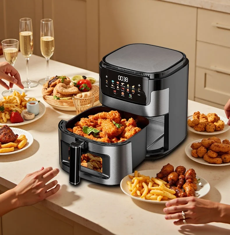 2026 New Model 15L 1400W Visible air Fryer Touch Color Screen Electric Deep Fryer Smooth-coated Surface Air Fyrer 110V 220V