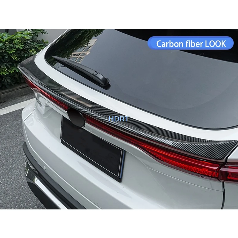 Car Style Accessories Exterior Sticker For Toyota Venza Harrier 2022 + ABS Black Carbon Fibre Tail Door Rear Trunk Spoiler Wing