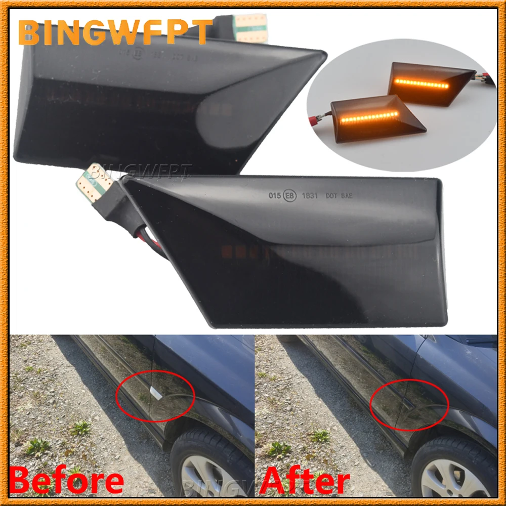 

﻿ 2 шт. светодиодные динамические указатели поворота для Opel Vectra C 2002-2008, боковые габаритные огни, фонари указателей поворота на крыло