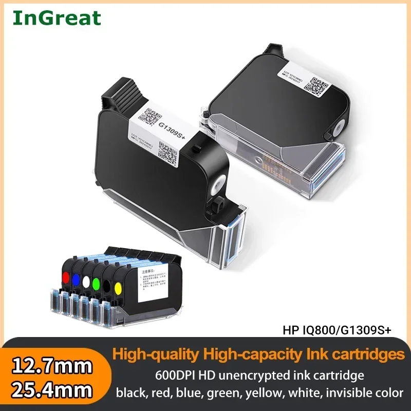 

Color Fast Dry Ink Cartridge Black Red HP IQ800/G1309S/2588 for Nozzle 12.7mm/25.4mm TIJ Online/Handheld Inkjet Printer