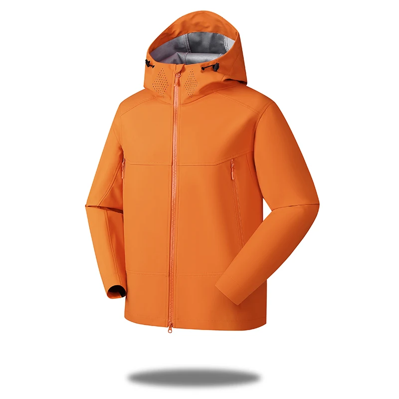 Men Softshell Hooded Jacket Water Repellent Windproof Lightw