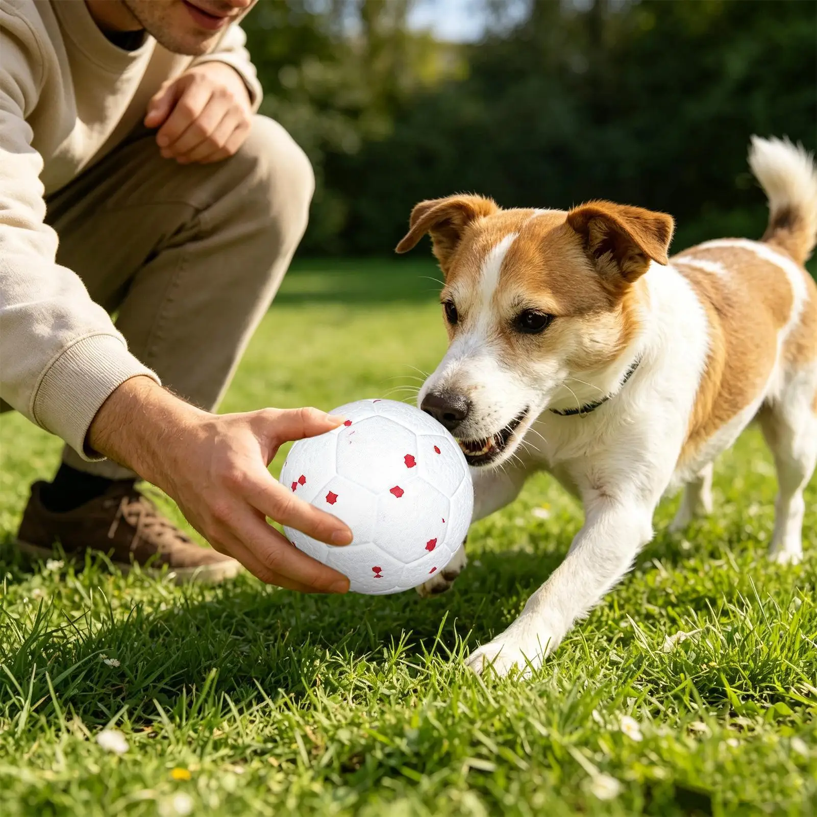 Dog Soccer Ball Toy Teeth Cleaning Interactive Companion Chewers Toy Soccer Ball For Living Room Balcony Yard Garden Camping view 4