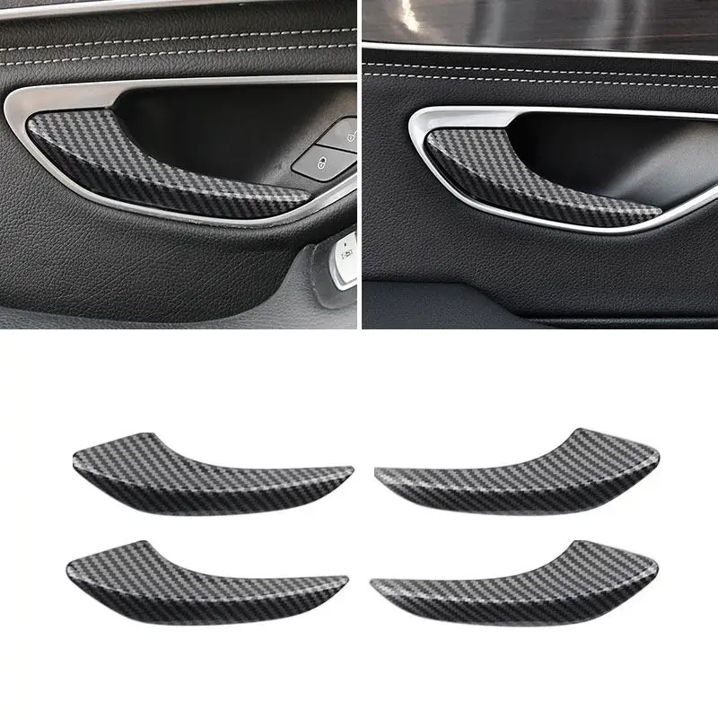 

For Mercedes Benz C E Class W205 GLC X253 2015-2021 W213 2016-2021 Car Inner Door Pull Handle Cover Carbon Texture Accessories