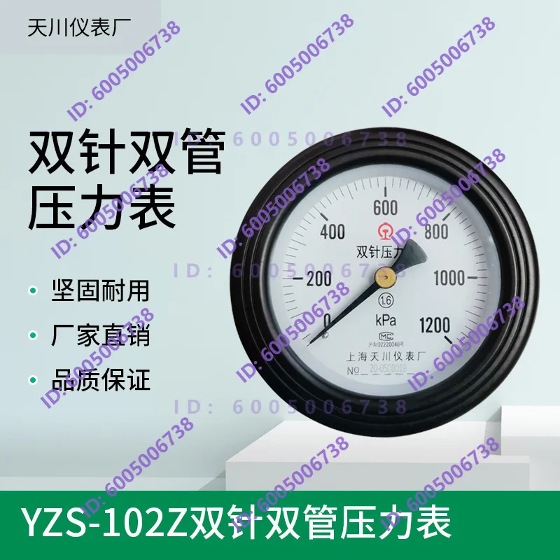 YZS-102ZT double needle double tube pressure gauge, axial double needle