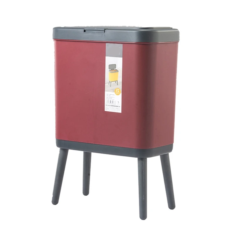 15L for Creative Dustbin High Foot with Lid Large Capacity Press Type Waste Bin Kitchen Garbage Container