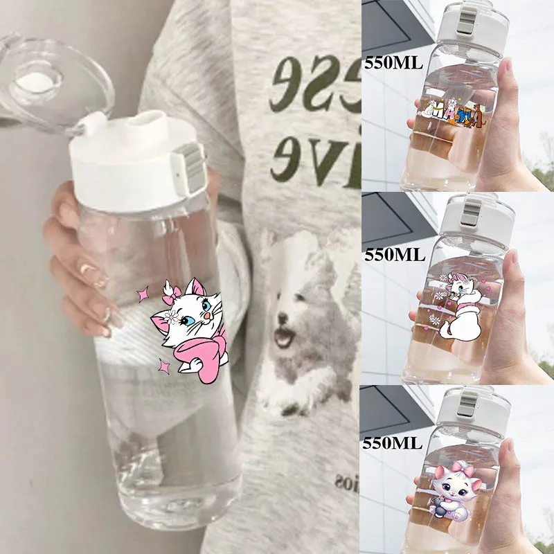 

The Aristocats Marie Cat Large Water Bottle Plastic Sport Drinking Bottle with Handle Portable Outdoor Tour Travel Cups 550ml