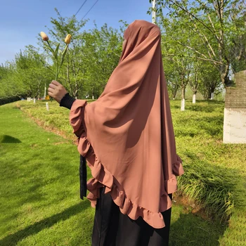 Scialle da preghiera semplice da donna Avvolge Sciarpa istantanea Hijab Grande strato singolo Bordo orecchio in legno Abbigliamento Abaya Foulard musulmano