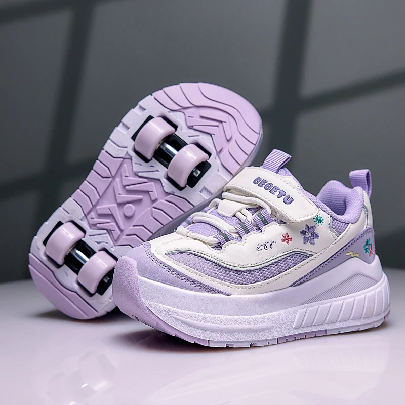 Zapatos de patinaje sobre ruedas para niños, otoño 2025, deportes de ocio al aire libre, nueva fila doble, cuatro ruedas, ruedas para niñas, zapatos de patín