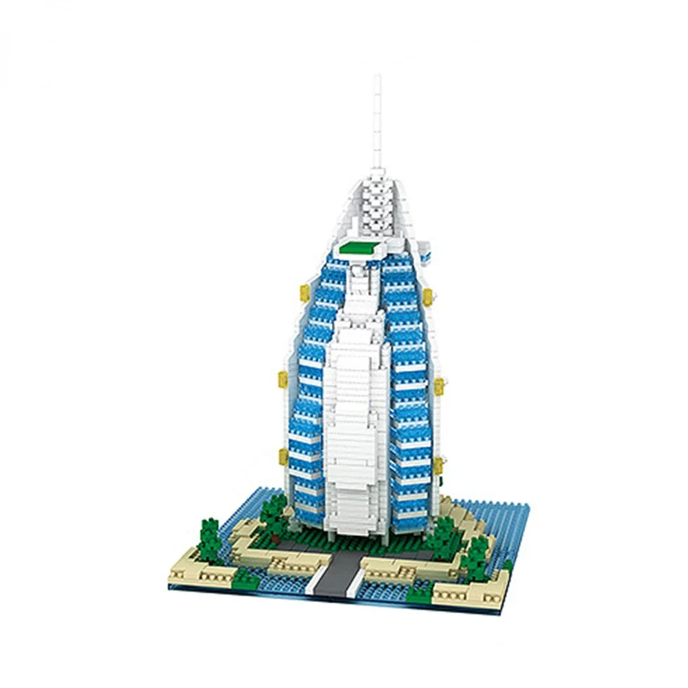 

YZ052 World Famous Architecture Burj Al Arab Hotel Building Blocks 3D Model Mini Diamond Micro Bricks Toys for Children's Gifts