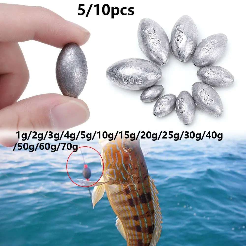 5 szt. Ołów wędkarski przynęt wędkarskich w kształcie oliwki obciążniki ołowiu 1g/2g/3g/4g/5g/10g/15g/20g/25g/30g/40g/50g/60g/70g — zdjęcie 5