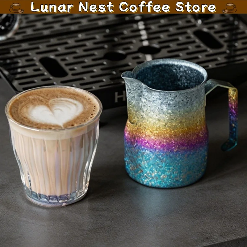 New Muvna Titanium Milk Frothing Pitcher Coffee Latte Art 450ml With Scale Gradient Color For Home Coffee Bar Espresso Making