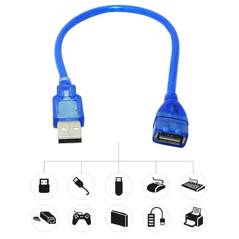 USB 2.0 rozszerzenie męskie i żeńskie kabel do transmisji danych przedłużacz synchronizacji 0.3m 1.5m 3 metry do laptopa Smart-TV PS4 Xbox Keyboard