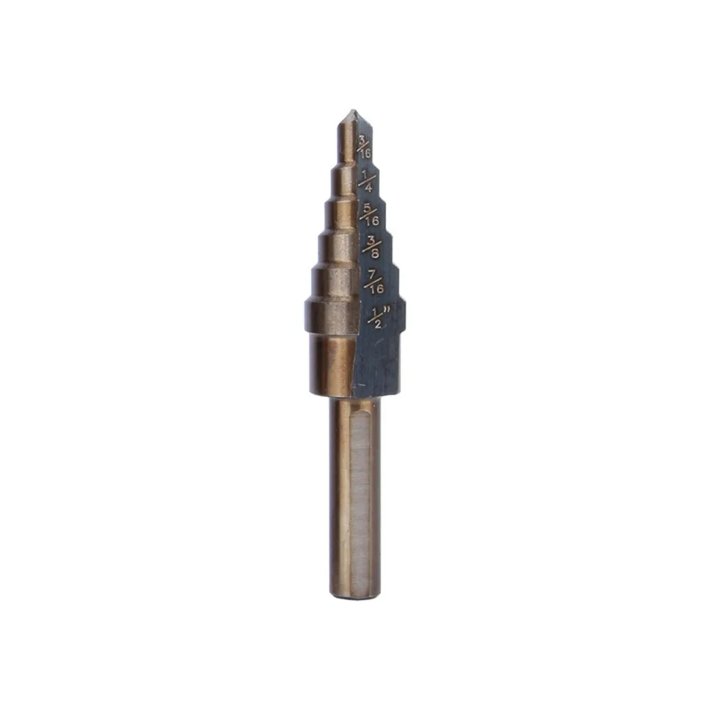 5pcs Large Size Step Drill Bit Set Triangular Shank Spiral Grooved Design HSS Step Drill Bit High Speed Steel