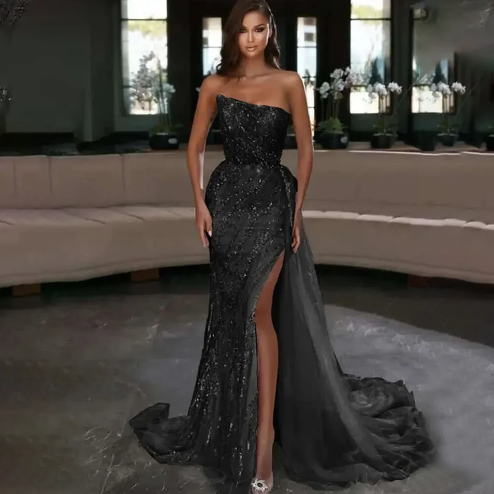 Flowers Mermaid Evening Dress Glitter Party Dress Sleeveless Arabic Women Gowns Princess Dress فساتين مناسبة رسمية Customized image 6