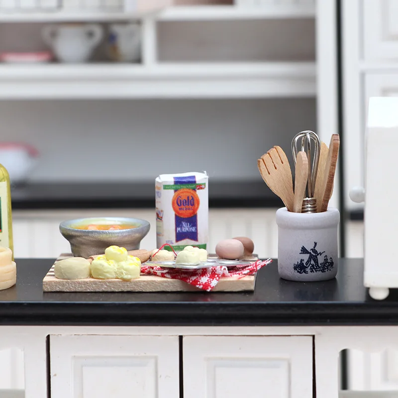 

1:12 Dollhouse Miniature Kitchen Accessories Set - Egg Beater/Pastry Station/Utensils, Tiny Furniture Props for Dollhouse Scenes