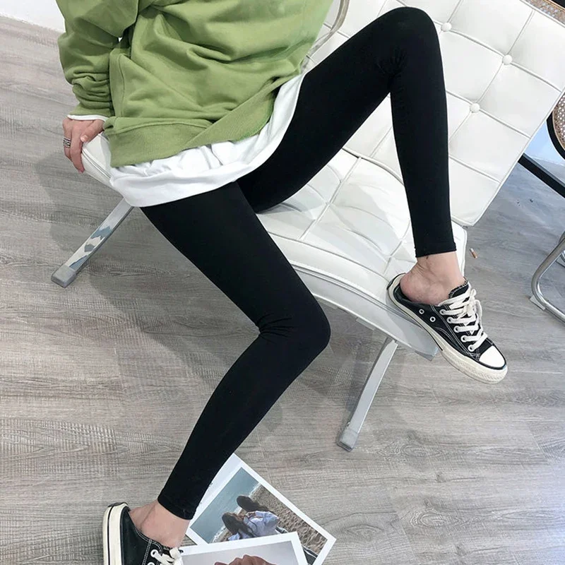 Sommer Leggings für Frauen Hohe Elastizität Weibliche Casual Einfarbig Herbst Modale Hosen Damen Legging