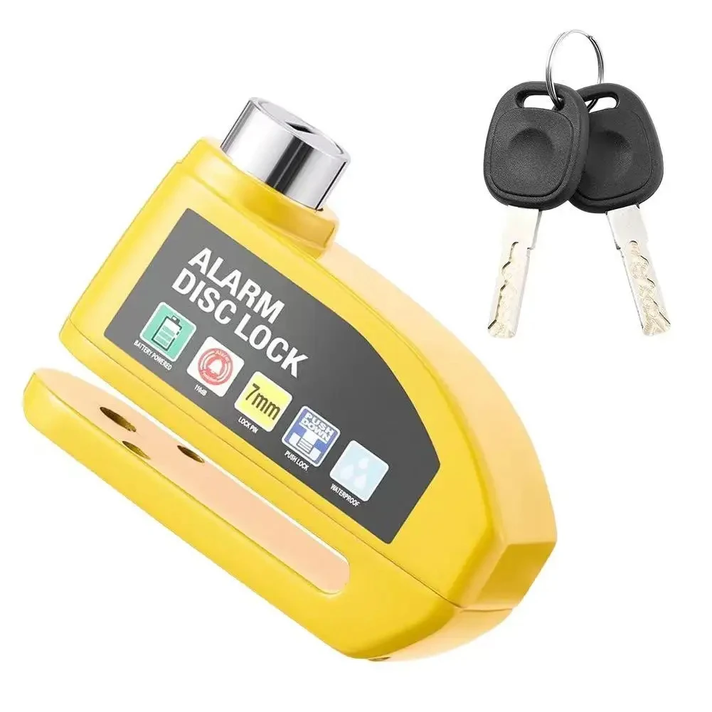 Candado de alarma impermeable para motocicleta, bicicleta, scooter, protección antirrobo, candado para disco de freno de motocicleta + soporte para candado + recordatorio de seguridad