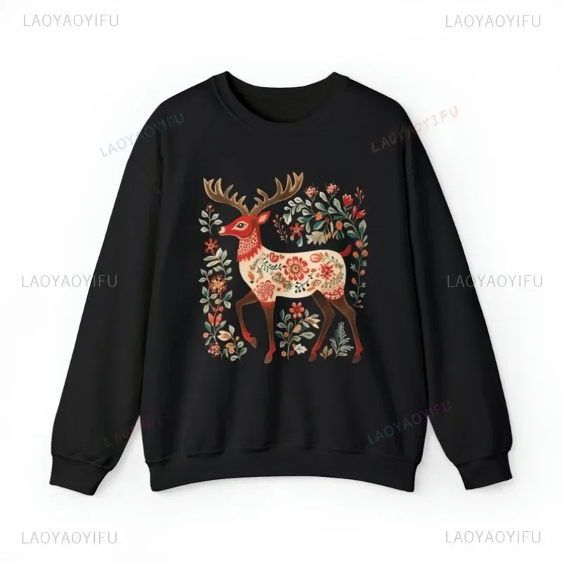 Kerstsweater in Scandinavische stijl Grafisch sweatshirt Rendier Eekhoorn Vogel Vlinder Bloem Winterkleding Dameskleding