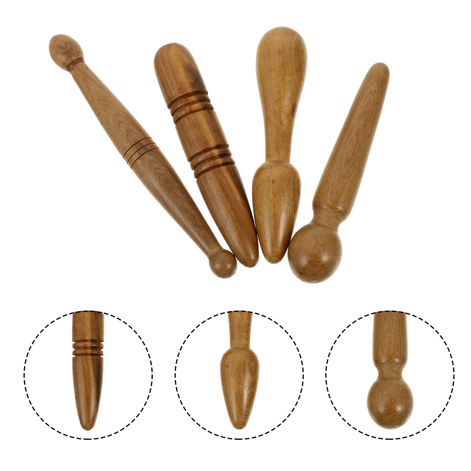 

4pcs Acupoint Press Stick Head Massager Body Massage Rod For Meridian Therapy Pain Relief Gua Sha Tool