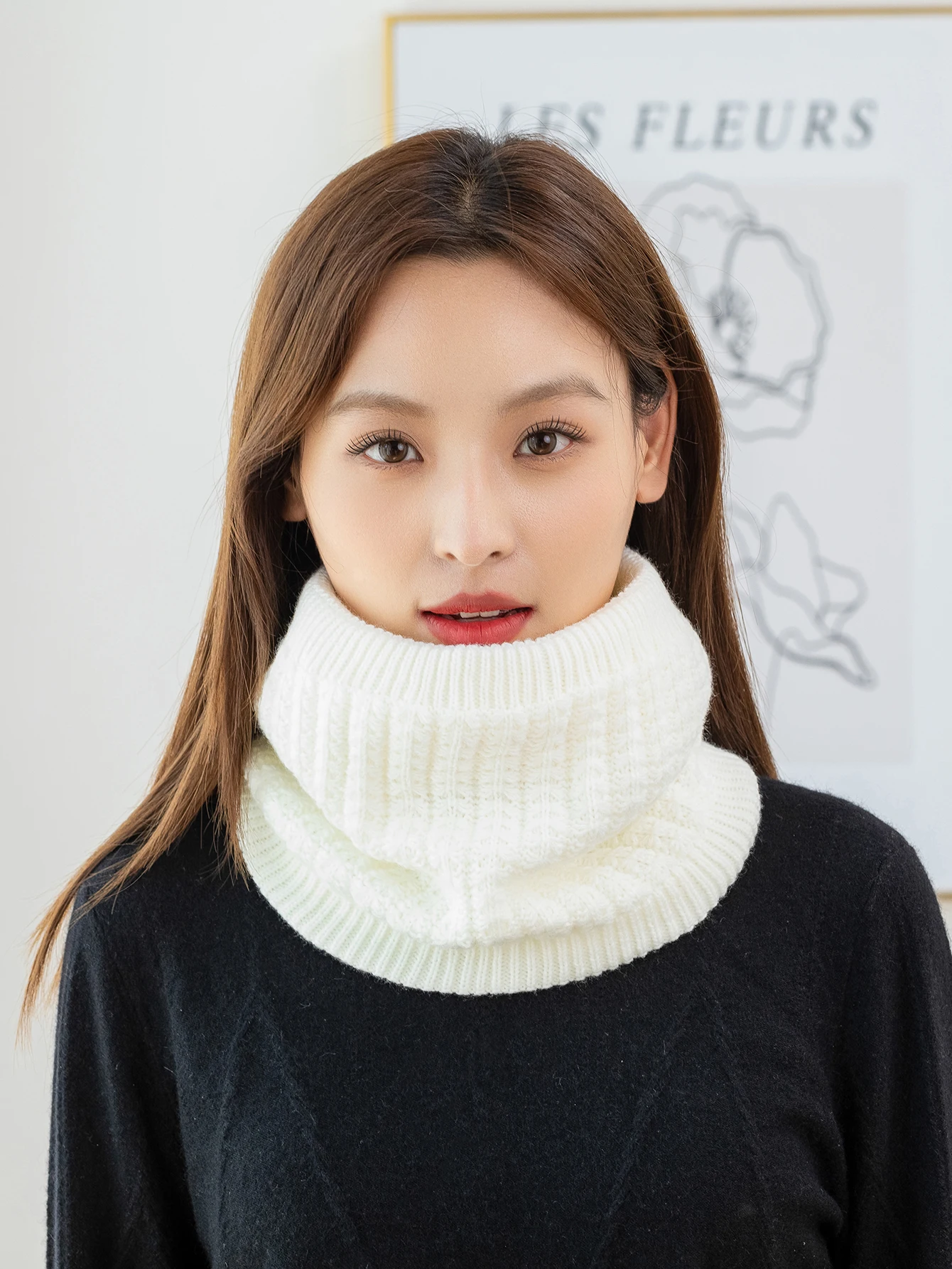 

Fashion Knitted Weave Scarf Unisex Winter Warm Ring Scarves Neck Protection Neckerchief Solid Soft Neckscarf Casual Muffler