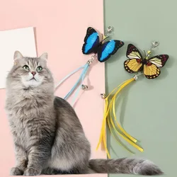 Cat Toys Butterfly Replacement Head Interactive Playing Feather Refill Attachment Plush Ball Tassel Cat Teaser Wand Pet Products