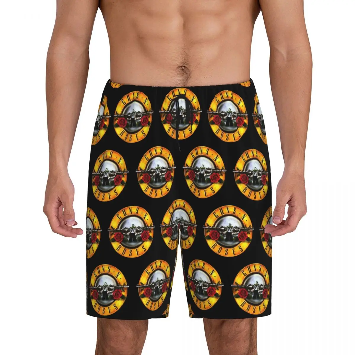 

Custom Guns N Rose Heavy Metal Steampunk Music Short Pajama Pants Men Sleepwear Sleep Lounge Bottom Shorts Sleeping Pants