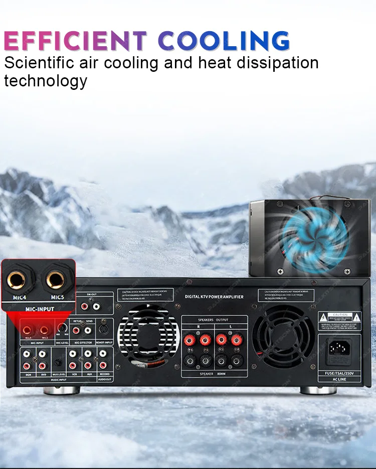Paulkitson MA5000 Professioneller Leistungsverstärker 450W*2 48-Bit Digitaler Reverb-Chip Bluetooth USB SD-MMC-Karte LCD-Display für die Bühne – Detail 7