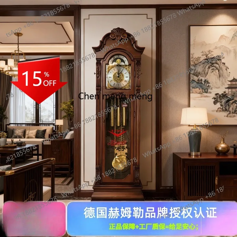 E153 Living room floor clock high-end European retro floor clock villa vertical Chinese mechanical clock
