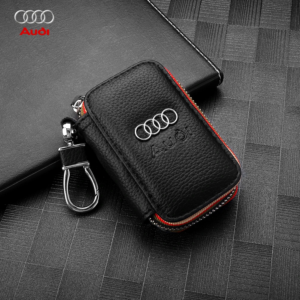 Car Stying 3D Metal Leather Key Rings Holders Keyring Keychain For AUDI Sline A5 A6 C6 C5 A1 A7 A8 Q2 Q3 S3 RS4 A4 B5 B6 A3 8P