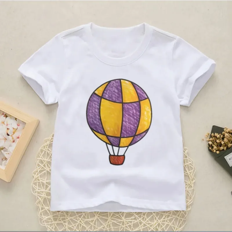 Cute  Cartoons Color Balloon Print T Shirt Girls Boys FunnyClothes New Summer Fashion Short Sleeve  T-shirt Tops.