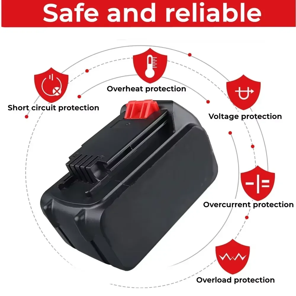 20V 6000mAh rechargeable lithium-ion battery used for Black&Decker replacing power tools LB20 LBX20 LBXR20