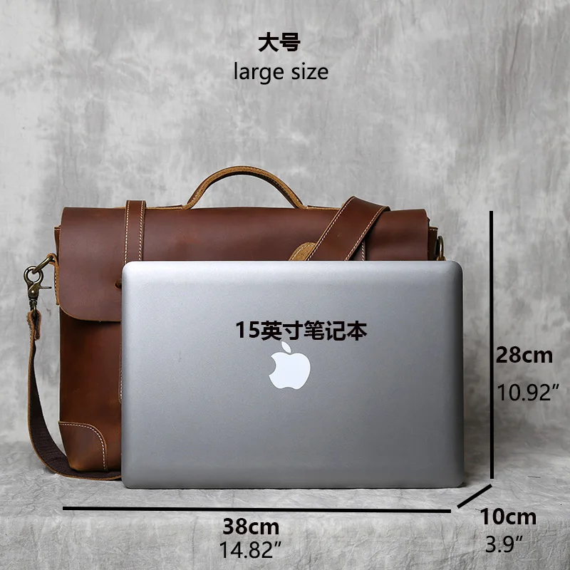 Retro Leder herren Handtasche Top Schicht Rindsleder Aktentasche Crazy Horse Leder Messenger Schulter Große Kapazität Computer Tasche NZPJ – Detail 4