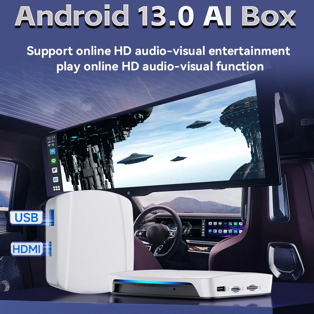 Wireless CarPlay Android Auto Box CarPlay AI Box UHD HDMI-Compatible Output Smart TV Streaming Box Play Video Online 8GB+128GB