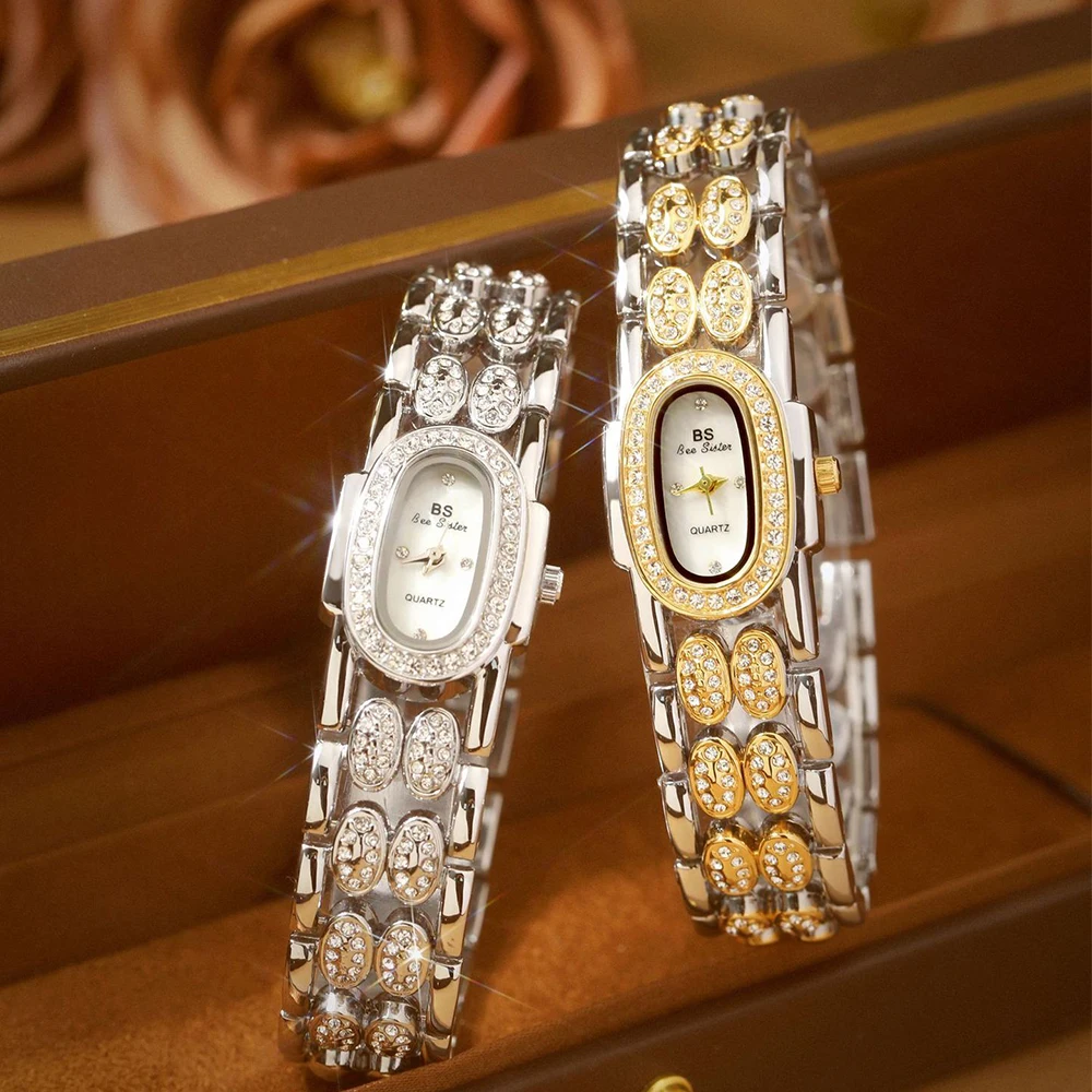 НОВЫЕ элегантные женские часы, роскошные винтажные золотые браслеты с бриллиантами, наручные часы, модные платья, женские подарки, кварцевые водонепроницаемые часы