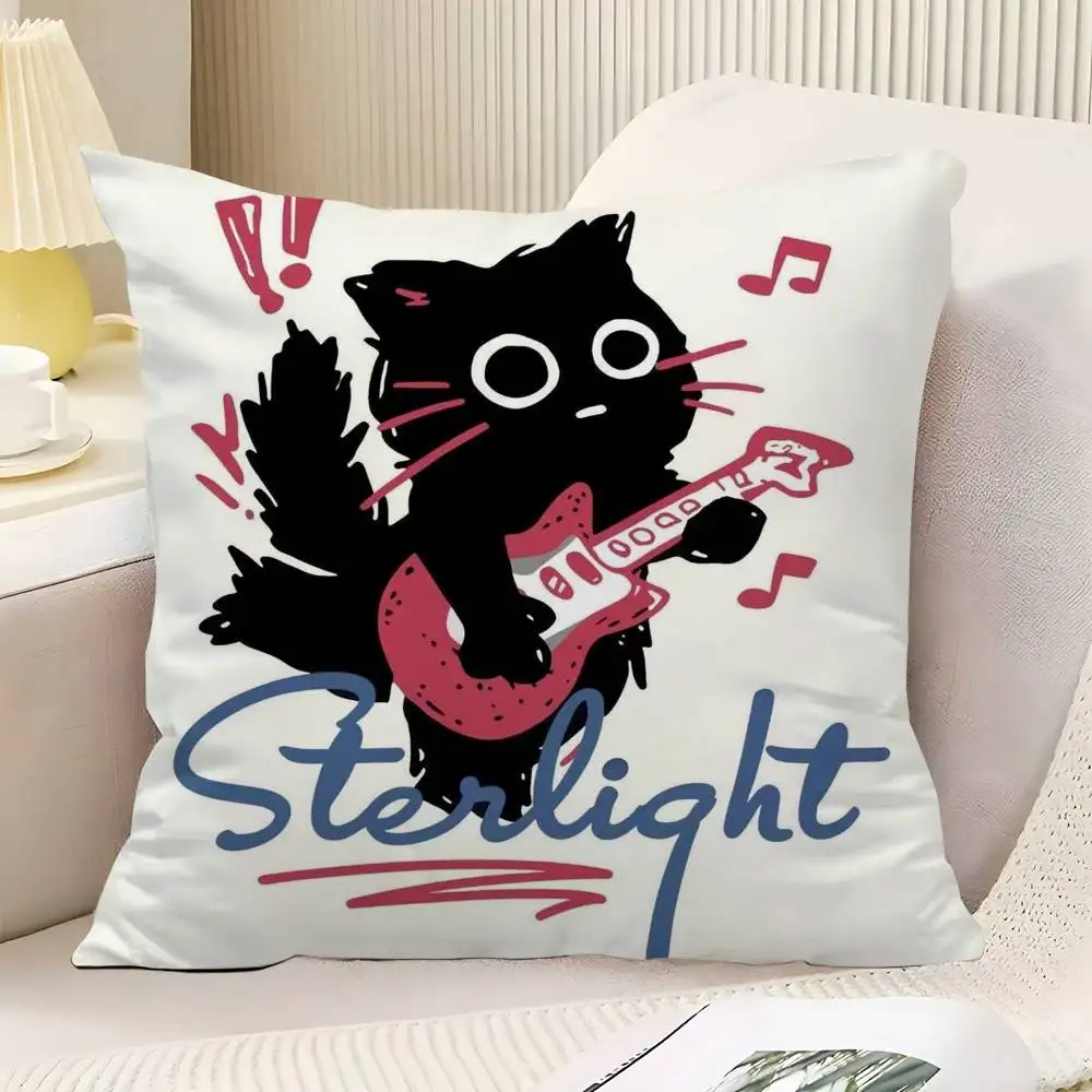 Cute Music Cats Throw Pillow Cover Neutral Decor Cushion Cover Soft Sofa Couch Bed Home Decor Pillow Case
