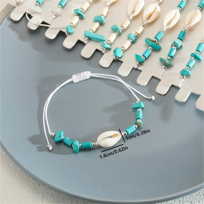 New 12Pcs/lot Shell Starfish Bracelet Set Weave Bracelets Set Women Adjustable Handmade Rope Braid Bracelet Jewelry Party Gift