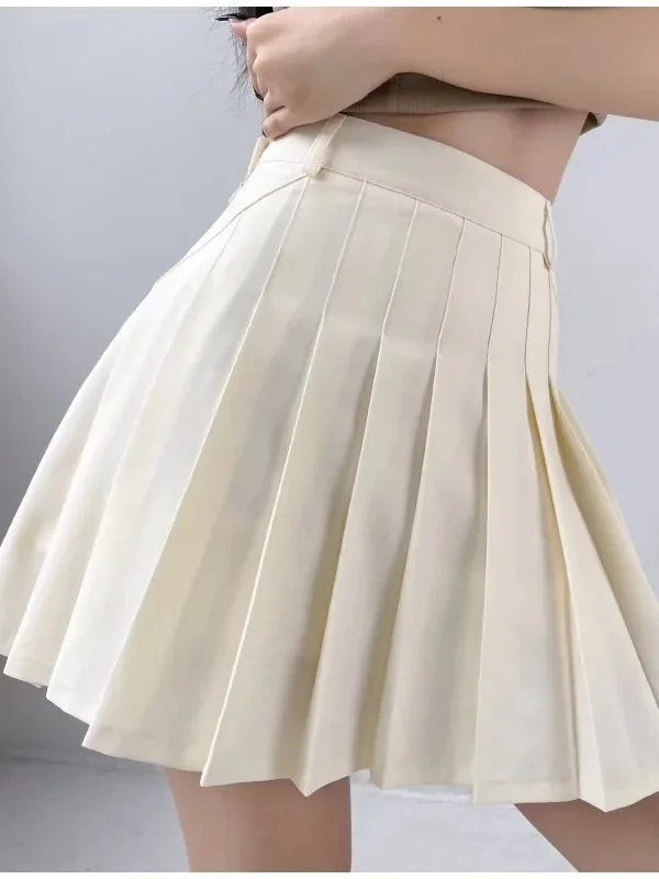 TB Pleated Skirt Women's 2024 Summer New Style preppy chic High Waist A-line Skirt Slim Solid Half Body Skirt Versatile JH51