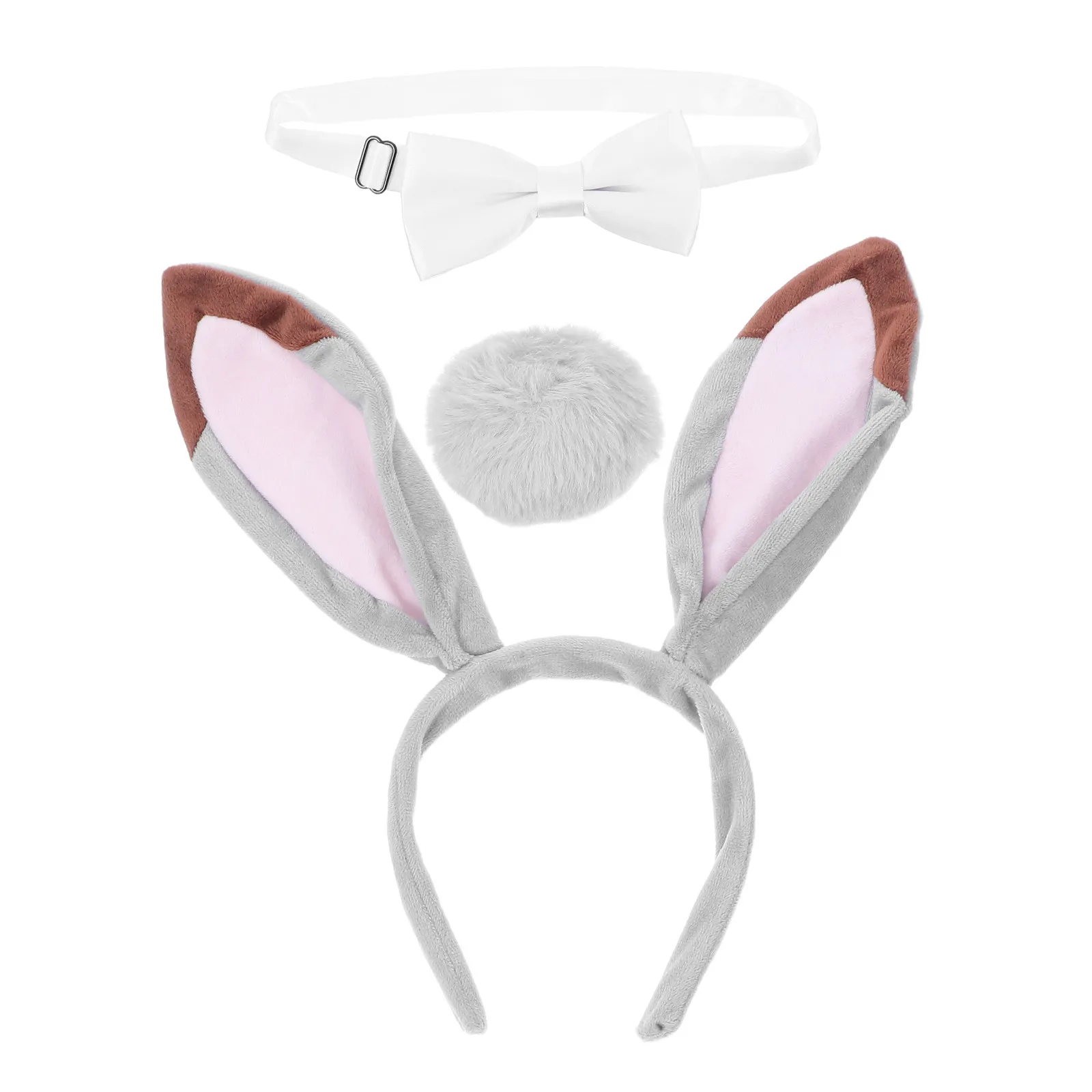 

Набор повязок на голову с кроличьими ушками для пасхальной вечеринки, 3 шт., кроличьи ушки с бантом и хвостом, винтажный костюмный головной убор для детей и взрослых