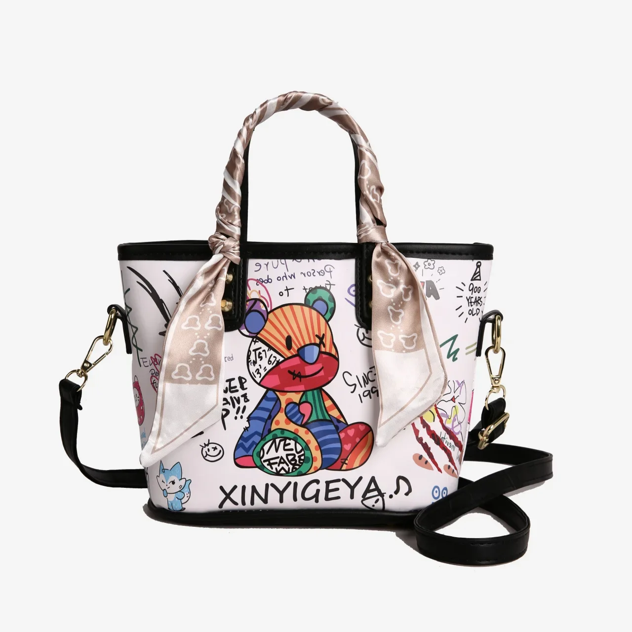 

Cute Cartoon Teddy Bear Shoulder Bag, Large Capacity, Casual Versatile Bucket Bag, Trendy