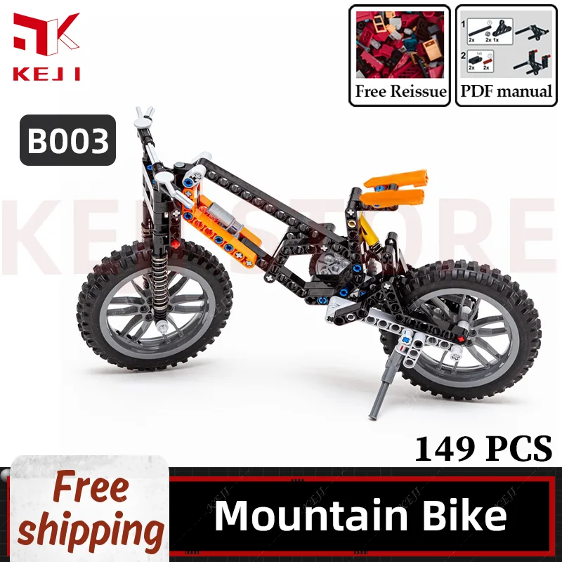 KEJI MOC Downhill Mountain Bike Riding Off Road Full Suspension Model Building Blocks Bricks Kits Kids Toys for Children Gifts