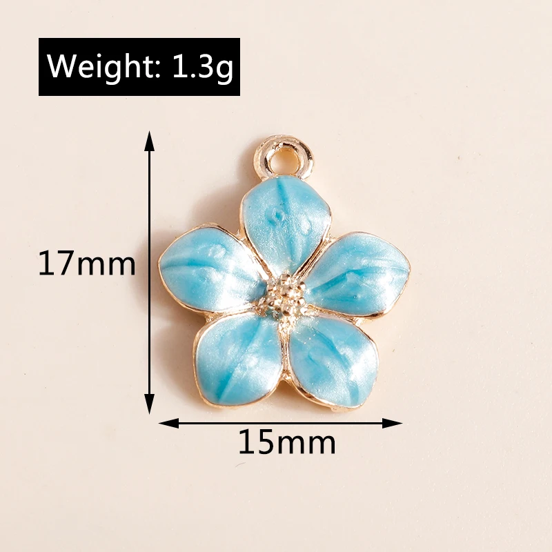 10pcs 15x17mm Cute Enamel Flower Charms Pendants for Making DIY Drop Earrings Necklaces Bracelets Jewelry Findings Accessories
