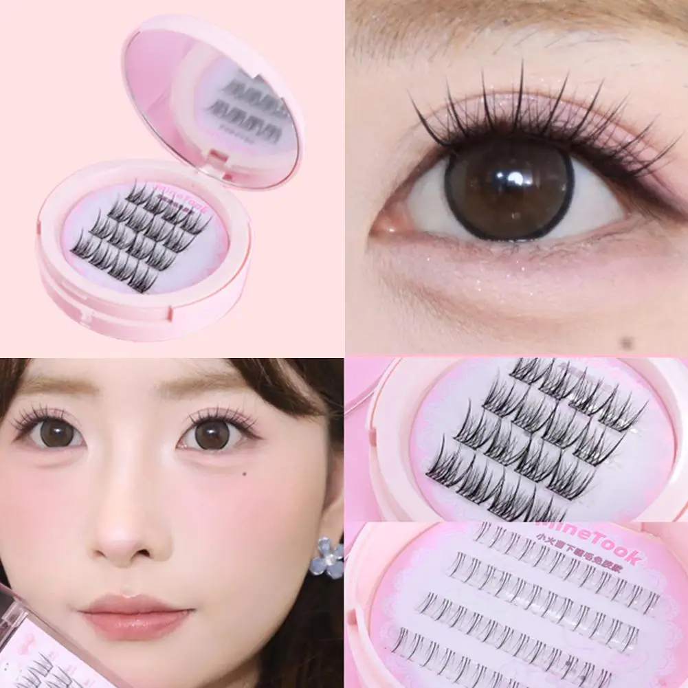 Sztuczne rzęsy DIY, kępki rzęs do przedłużania, puszyste sztuczne rzęsy do makijażu, bezklejowe kępki rzęs, przenośne narzędzia do makijażu.