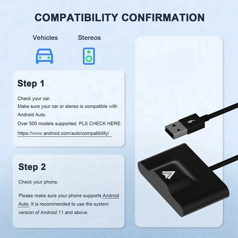 2X Android Auto Wireless Adapter For Wired Android Auto Car Plug & Play Easy Setup AA Wireless Android Auto Dongle