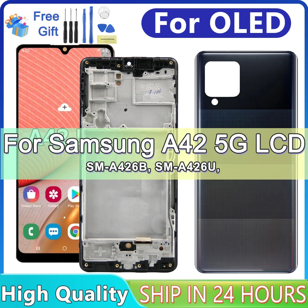 

For OLED For Samsung A42 5G SM-A426B A426U LCD Display Touch Screen Digitizer Panel For Samsung A426 lcd with frame