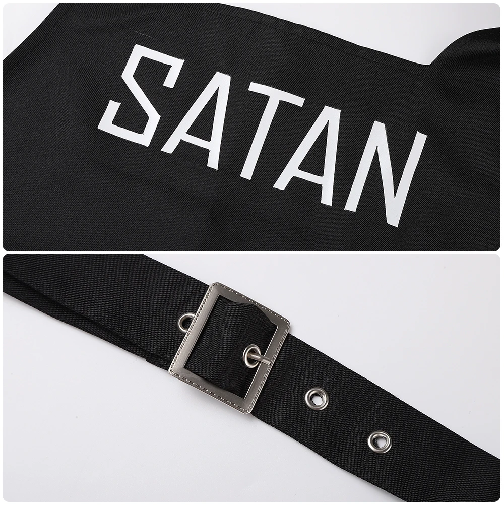 Disfraz de Cosplay de Satan para adultos y hombres, delantal con estampado negro, ajustable, para Halloween y Carnaval, Helltaker, disponible