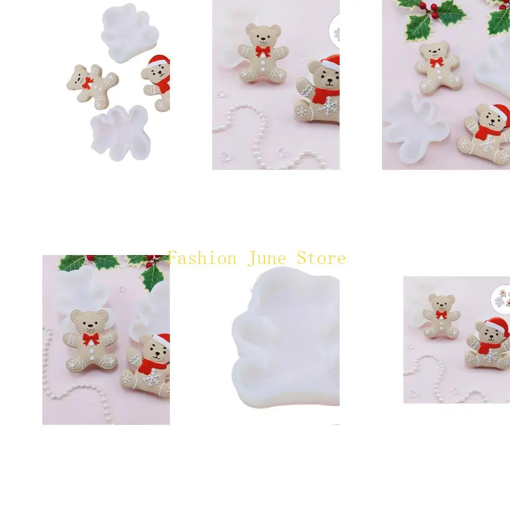 N5KA Santa Bear Silicone Baking Tool For Cake Cookie Chocolate Heat Resistant Kitchen Accessory Christmas Gift