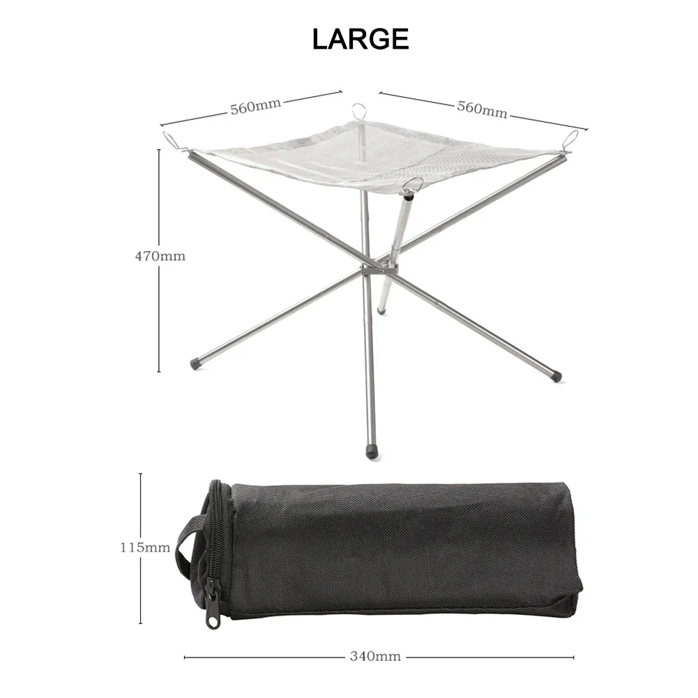 Grill Collapsing Steel Mesh Fire Stand Stainless Steel Portable Outdoor Fire Pit Foldable Mesh Fire Pit Outdoor Wood Heater Heat
