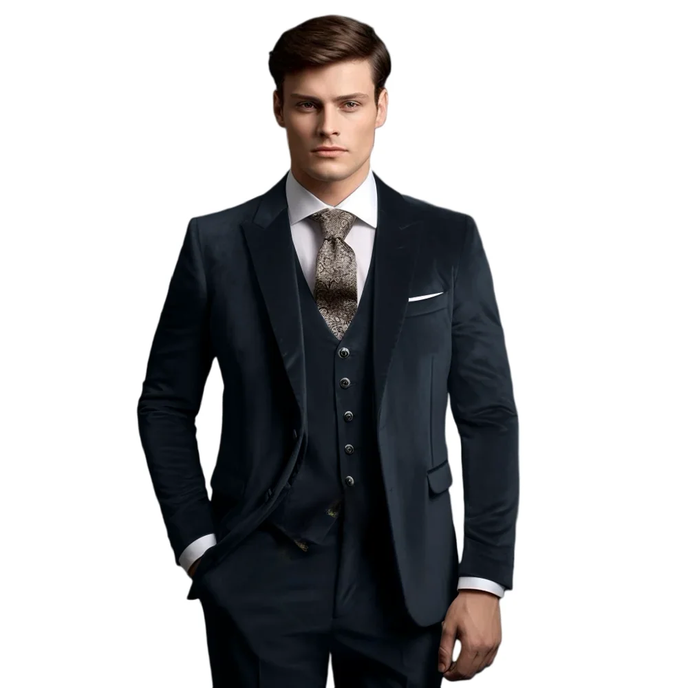 

Classic Elegance Men's Red Velvet 3-Piece Custom Suit Timeless Style for Every Occasion Wedding Dating Prom Annual Dinner Party